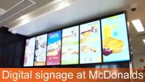 Digital signage CCTV installation for fast food restaurant McDonald's, high-definition digital menu screens, secure CCTV monitoring systems for food service safety and customer experience, TECSEC.