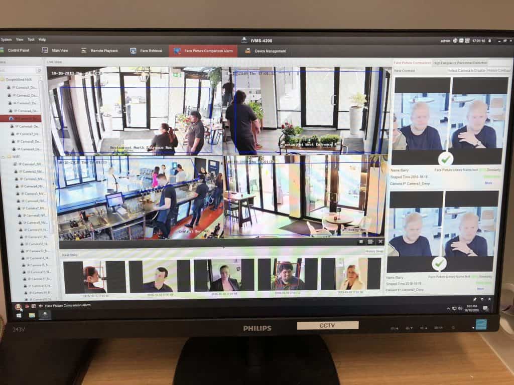 Example of CCTV system displayed on a screen.