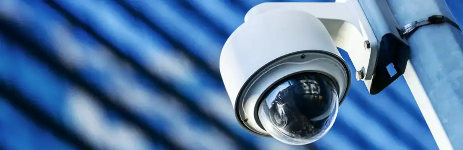 High-definition outdoor CCTV security camera installed on a pole for surveillance and site security.